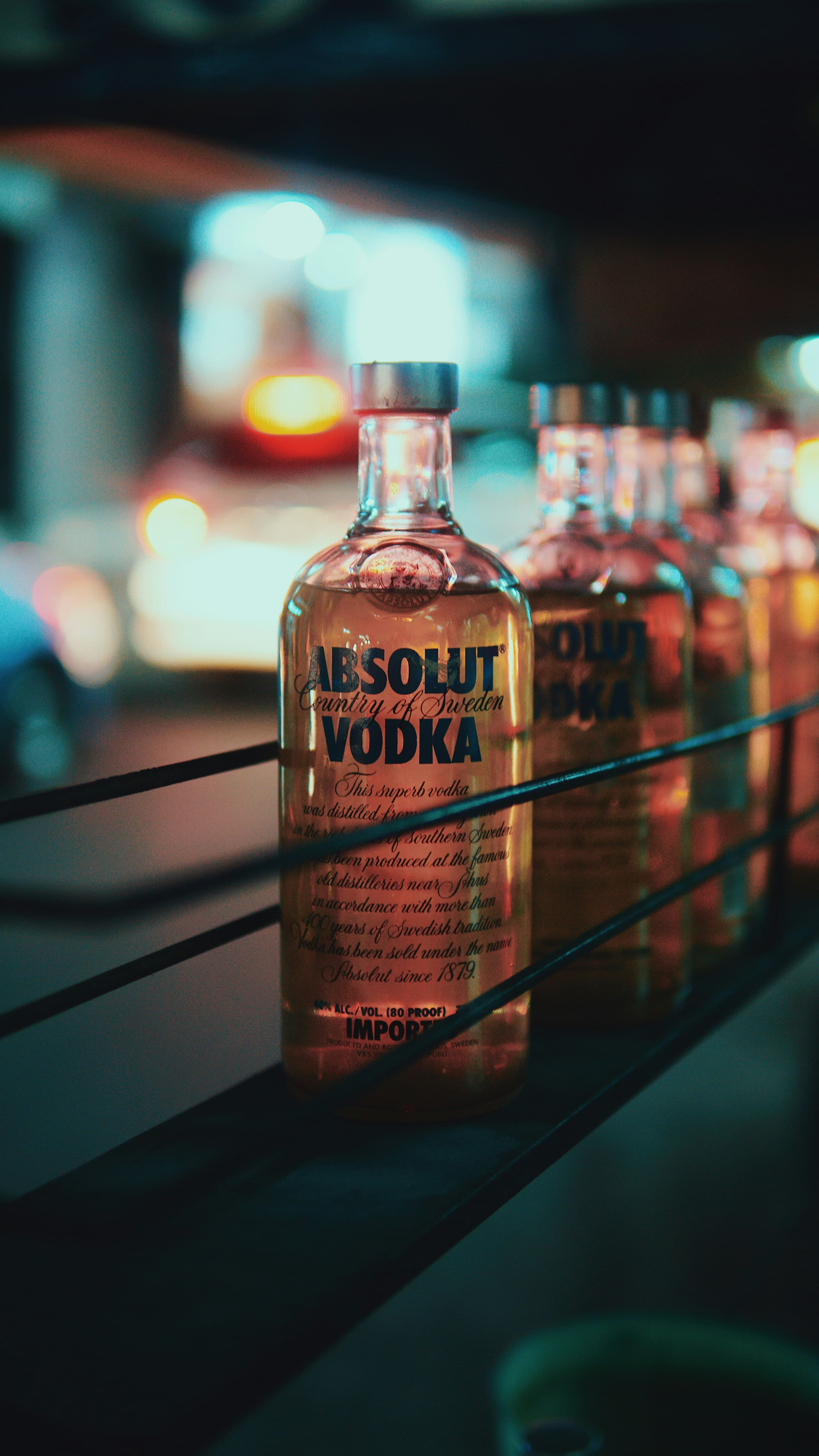 Transparent vodka bottles showing the recognition challenge