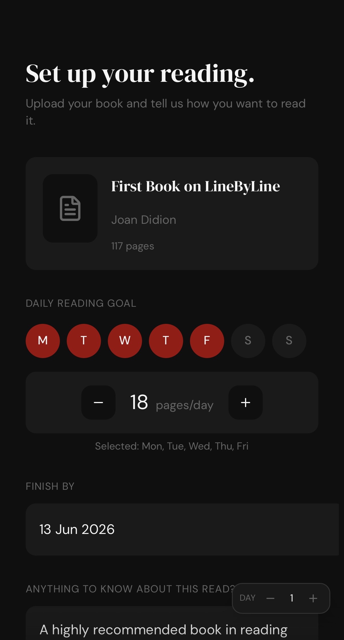 LineByLine reading setup